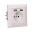 Zásuvka pod omietku, 1x230V, 2x USB nabíjačka 5V
