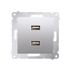 Nabíjačka USB 2x (zariadenie s krytom), 2x USB typu A, Simon 54, farba strieborná metalizovaná