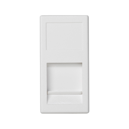 Kryt datové zásuvky K45 ITT CANNON jodnoduchá plochá s krytem 45×22,5mm čistě bílá