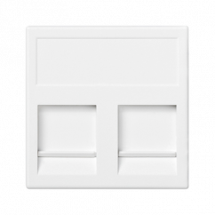 Kryt datové zásuvky K45 ITT CANNON dvojitá plochá s kryty 45×45mm čistě bílá