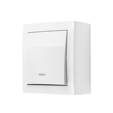 Jednopólový spínač (zariadenie s krytom), IP44, s podsvietením, 1So shift, 10 A / 250 V~, skrutkové svorky, Aquaclick, farba biela