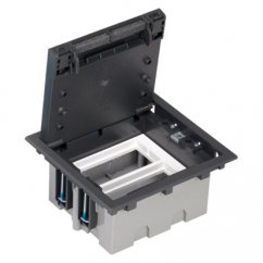 Podlahová zásuvka SF 187x171 mm, 4x 250V / 16A (zásuvky biele), farba boxu grafit, pre liate podlahy