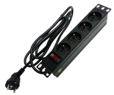 Napájecí lišta do racku Alantec 22.5086 10" panel 1U, 4 zásuvky, vypínač, 1,8m