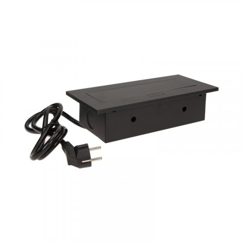 Výklopný blok zapustený, 3x zásuvka, zosilnený kryt 7 mm, kábel 1.5m, čierna farba