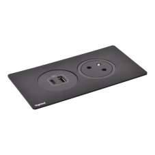 Zapuštěný blok INCARA Disq'In, 1x zásuvka 250V Surface, 1x USB A+C nabíječka, kabel 2m, barva černá