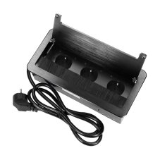 Vestavný zásuvkový blok 3x 230V, zaoblené hrany, prachový kartáč, kabel 1.5m, barva černá