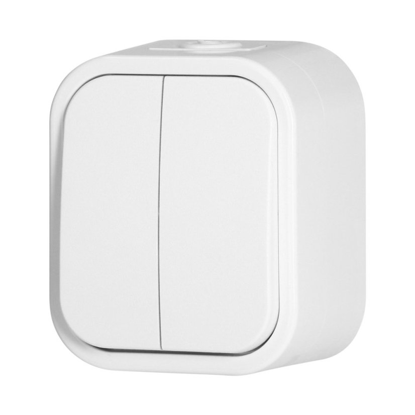 Vypínač na omietku sériový "lustrák", 10A, 250V, IP54, WNT-2B2, farba biela