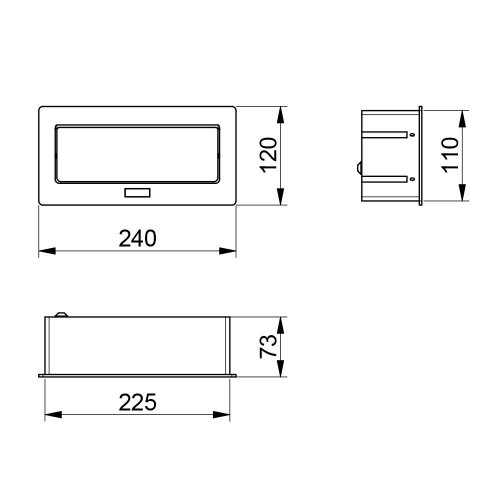 Výklopný blok zapuštěný, 2x zásuvka (schuko verze), 2x USB nabíjecí, barva bílá, kabel o délce 1.5m