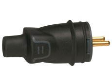 Vidlice gumová 2P+T,  IP44, 16 A, vývod přímý, černá
