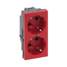 Dvojzásuvka SIMON 500 SCHUKO se signalizací napětí 16A 250V bezšroubové/šroubové svorky 100×50mm červený