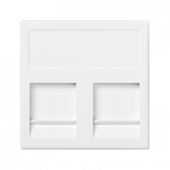 Kryt dátovej zásuvky K45 BELGENCDT dvojitý plochý s krytmi 45 × 45 mm čisto biely