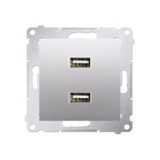 Nabíjačka USB 2x (zariadenie s krytom), 2x USB typu A, Simon 54, farba strieborná metalizovaná