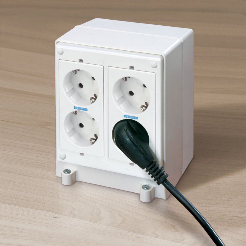 Dvoustranná minivěž, 4x zásuvka 230V, pro montáž na podlahu