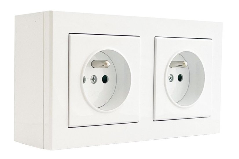 Zásuvka na zeď SONATA, 2x 250V/16A, barva bílá