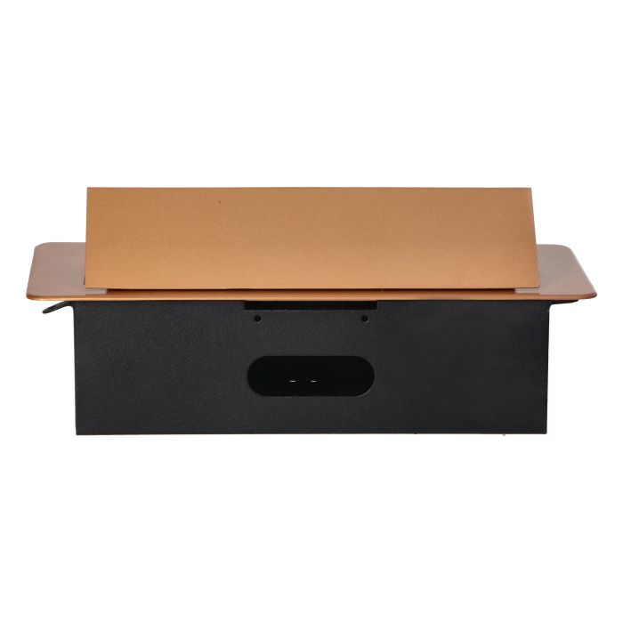 Výklopný zásuvkový blok s frézovaným krytom, 2x zásuvka 230V, 2x USB A + C nabíjačka 5V / 3,6A, bez kábla, farba zlatá