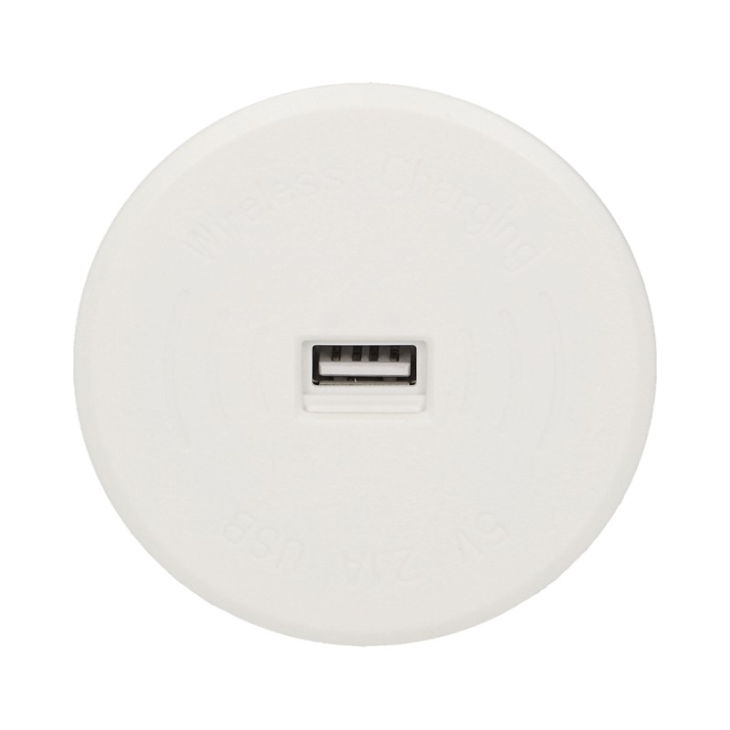 Vstavaná bezdrôtová indukčná nabíjačka s USB portom, farba biela