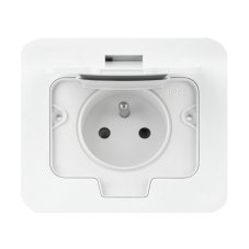Hermeticky uzavíratelná obdélníková zásuvka 1x 230V, krytí IP55, barva bílá