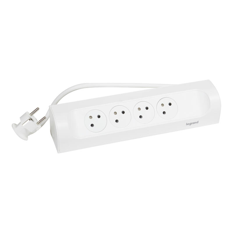 Rohový prodlužovací přívod, 4x zásuvka 230V, kabel 1m, barva bílá