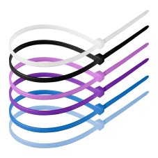 Stahovací pásky, pastelová sada, 4,8x300mm, 120 ks, barvy: bílá, černá, růžová, fialová, modrá, azurová