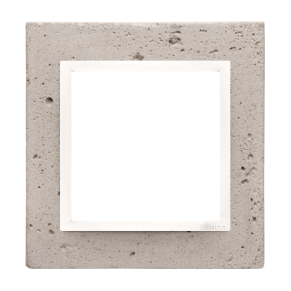 Betonový rámeček 1-násobný, světlý beton/bílá + vlastní výběr přístroje v bílé barvě