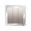 Trojité tlačítko s podsvětlením (přístroj s krytem) 10AX 250V, bezšroubové, zlatá matná, metalizovaná