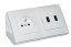 Rohová zásuvka 1x 250V / 16A + 2x USB nabíjačka, farba biela lesklá, bez kábla
