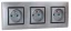 Zásuvky v rámčeku pod omietku, 3x 250V/16A, šedej farby s čiernym ozdobným rámom