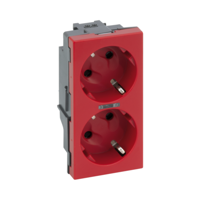 Dvojitá zásuvka SIMON 500 SCHUKO so signalizáciou napätia 16A 250V bezskrutková/svorková 100×50mm červená