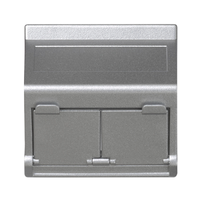 Kryt dátovej zásuvky K45 pre adaptéry MD s dvojitým uhlom a krytmi 45 × 45 mm hliník