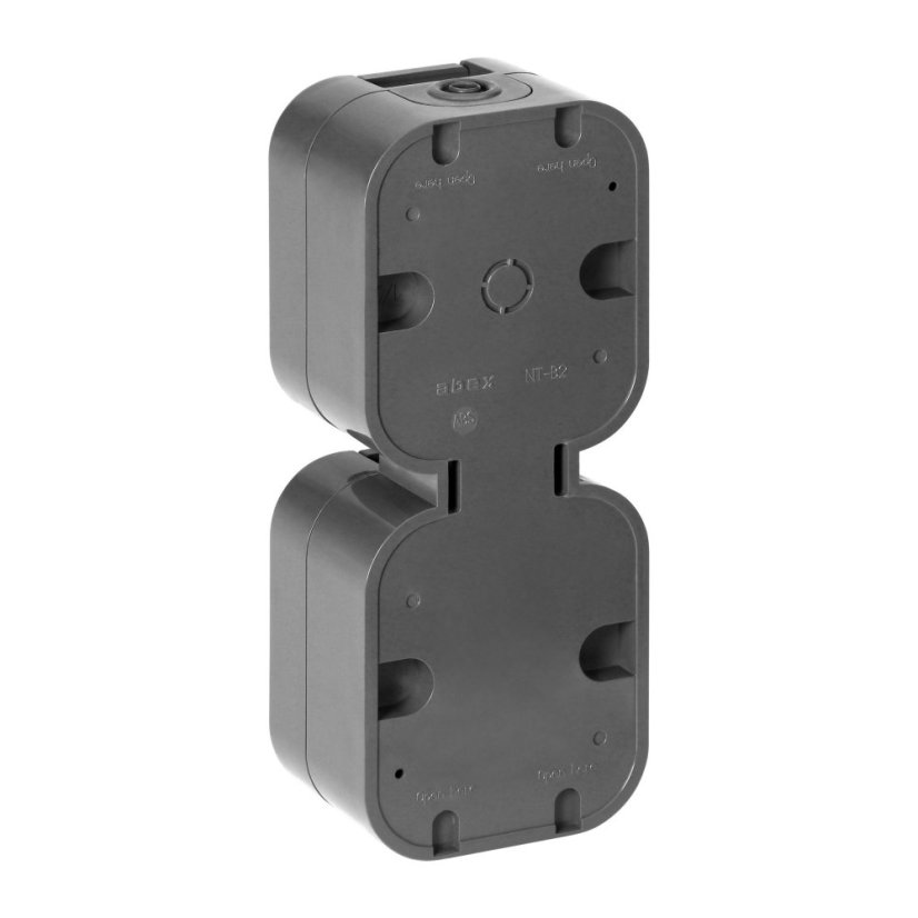 Dvojzásuvka na omítku 2x 250V s krytem, vertikální, NT-6B2/P, IP54, barva šedá