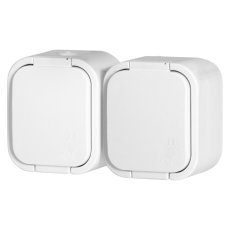 Dvojzásuvka na omítku 2x 250V s krytem, NT-6B2, IP54, barva bílá