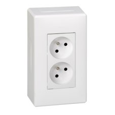 Nástenný box S500, 1x dvojzásuvka 250V, bez kábla, farba biela