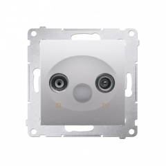Anténní zásuvka R-TV koncová oddělená útlum:1dB stříbrná