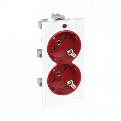 Dvojzásuvka CIMA SCHUKO se signalizací napětí 16A 250V šroubové svorky 108×52mm červený čistě bílá