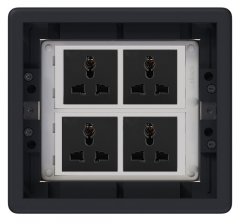 Podlahová zásuvka SF 187x171 mm, 4x 250V/10A UK - Anglie, Skotsko, (zásuvky černé), barva boxu grafit, pro zvýšené podlahy