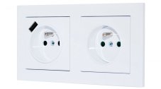 Zásuvky v rámečku pod omítku, 2x 230V/16A + 1x USB nabíječka, barva bílá