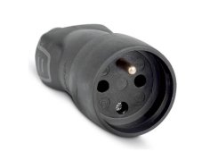 Gumová zásuvka 2P+T, IP44, 16 A, vývod přímý, černá