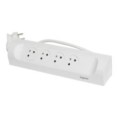 Rohový prodlužovací přívod, 4x zásuvka 230V, kabel 1m, barva bílá