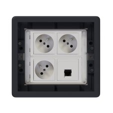 Podlahová zásuvka 3x 250V / 16A, 1x RJ45 cat.5e, farba grafitovo-šedá, pre liate podlahy