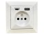 Zásuvka v rámečku, 1× 230 V / 16 A s USB A+C nabíječkou, série Pearl, pod omítku, barva bílá