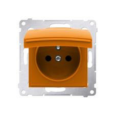 Kryt zásuvky s uzemněním - IP44 - vičko v barvě krytu, antibakteriální oranžový