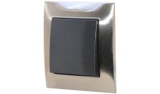 Vypínač (spínač) s jednou klapkou v kovovém nerezovém rámečku, instalace pod omítku, řazení č. 1/6/7 dle výběru, barva antracit + inox