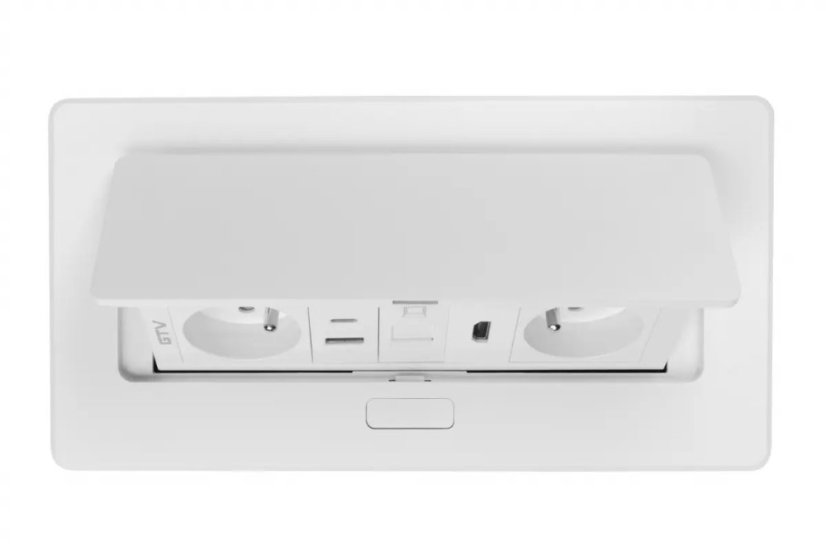 Výklopná zásuvka MULTISOFT, 2x 230V,  USB A/C nabíječka, RJ45, HDMI, barva bílá, kabel o délce 1.5m