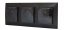 Zásuvka trojnásobná 250V/16A pod omítku, krytí IP44, Simon 54, rámeček a krytky v černé matné barvě