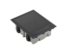 Podlahová zásuvka 2x 250V/16A (zásuvka bílá), 2x RJ45 cat.6, 2x HDMI, plné víko, barva boxu grafitová, s pouzdrem pro lité podlahy