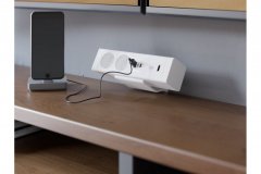 Zásuvka na dosku stola BAR, 2x 250V, 2x USB A + C nabíjačka, 1x RJ45 cat.6, 1x HDMI, kábel 1.5m, hliníkové telo, farba biela