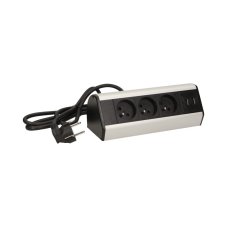 Rohový blok se svorkami, 3 zásuvky, 2x USB nabíjecí, kabel 1.8m