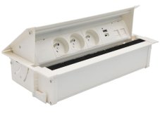 Výklopný blok Mediaport Cover,  3x zásuvka 230V + 1x USB A+C nabíječka + 2x port RJ45 cat.6, kabel 2m, barva bílá