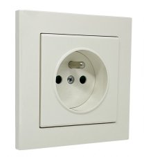 Zásuvky v rámečku pod omítku, 1x 230V/16A, barva krémová