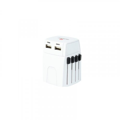 MUV Micro USB cestovný adaptér, 2.5A max., Vr. USB nabíjanie 2x výstup s LED indikáciou - 2400mm, univerzálne pre 150 krajín